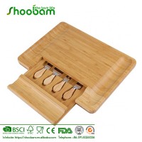 Bamboo Picnic Cheese and Cracker Serving Board with Cutlery Knife Set